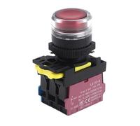 1PC LA115-A5 22mm Apertura di installazione Interruttore a pulsante a testa piatta alta 1NO A scatto/Momentaneo con luce LED(LED Light,1NO_LATCHING_24V 4A)