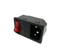 1PC LZ-14-F15 3 Pins C14 AC Inlet Module Power Socket With 10A 5X20mm Fuse And Red 250V LED Rocker Switch