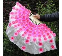 1PC Mano Ventre Danza Ventola Velo Floreale Fiore Rete Bamboo Fatto a Piegabile