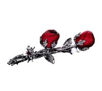 1Pc Moda Donna Rosa Perla Forcina Accessorio Rosa Fiore Cristallo Fermaglio for Capelli(Red)