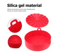 1Pc multiuso Ovenware pratica vaschetta di cottura Air Fryer Pan silicone (Red)