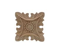 1Pc Naturale Floreale Legno Intagliato Figurine In Legno Artigianato Angolo Appliques Cornice Porta Parete Scultura in Legno Decorativo 6cmx6cm2