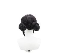1pc Nero Frangia Centrale Capelli Lunghi Baffi Corti Ricci Panino Piccolo Riccio Parrucca Sintetica Animazione Cacciatori di Demoni for Giochi ruolo
