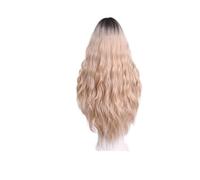 1pc nero oro sfumato ondulazione dell'acqua capelli ricci lunghi parrucca sintetica rosa rete interna traspirante adatta for il quotidiano Wea