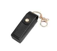 1PC Nuovo Mini Portatile Key Bag Rossetto Rossetto Cosmetici Sacchetto di Immagazzinaggio di Cuoio Lip Balm Bag Portachiavi Holder Copertura Protettiva, Nero