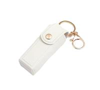 1PC Nuovo Mini Portatile Key Bag Rossetto Rossetto Cosmetici Sacchetto di Immagazzinaggio di Cuoio Lip Balm Bag Portachiavi Holder Copertura Protettiva, bianco