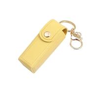 1PC Nuovo Mini Portatile Key Bag Rossetto Rossetto Cosmetici Sacchetto di Immagazzinaggio di Cuoio Lip Balm Bag Portachiavi Holder Copertura Protettiva, Giallo