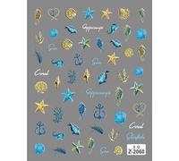 1pc Oceano Adesivi for nail art 5D Estate Stella Conchiglia Decalcomanie for unghie Decorazione Rilievo for nail art Forniture for manicure Slider for unghie fai da te Adesivi decorativi