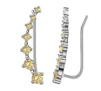 1pc Orecchini a bottone con diamanti a sette stelle 7 cristalli a forma di foglia Ear Climber Indossare quotidianamente Orecchini per piercing all'orecchio donne per le