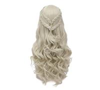 1pc parrucca bionda da donna parrucche sintetiche capelli lunghi ricci intrecciati costume regina for cosplay