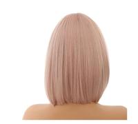 1pc Parrucca Rosa Da Donna 14 "5.29oz Bob Bionda Parte Media Con Frangia A Forma Di Otto Piegata Corta Copricapo