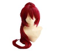 1pc parrucca rossa capelli sintetici con lunga coda di cavallo parrucche dritte resistenti al calore for cosplay(A1)