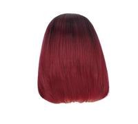1pc parrucca rossa e nera parrucche sintetiche corte capelli ombre lunghezza spalla uso quotidiano regalo for le donne