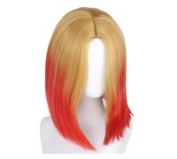1pc parrucche bionde e rosse for le donne capelli sintetici taglio di corto dritto The Bobs sfumatura colore biondo parrucca Ombre a(Muli Color)