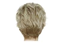 1pc Parrucche Bionde for Le Donne Bianche Parrucca Sintetica Corta Riccia Con Frangetta Ombre Acconciatura Mamma Pixie Cut Capelli Castani Anziani(Blonde with Brown)