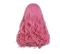 1pc parrucche sintetiche for costumi blu for donne ragazze capelli lunghi ricci ondulati scendono cosplay parrucca di film anime musical(Pink)