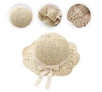 1pc pizzo bowknot design cappello paglia spiaggia cappuccio ragazza