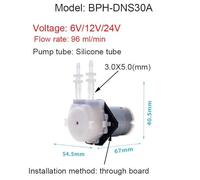 1pc Pompa Peristaltica 6V/12V/24V Pompa Dosatrice Micro Pompa Acqua autoadescante Connettore Aquarium Lab Inchiostro di Campionamento(12V,96 ML)