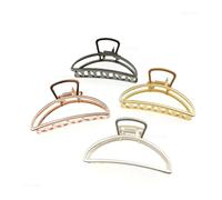 1PC Ragazze Artiglio Dei Capelli Delle Donne Morsetti for Capelli Geometrici Afferrare Capelli Jaw Clip Grip Colore Solido Corea Forcelle Barrettes di Metallo strumenti for lo styling(L Black)
