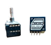 1pc RK27 Potenziometro rotativo del volume seghettato a doppia unità 50K 100K 50Ax2 100AX2 Doppio intaglio 8 pin 25MM albero fiore(100K Ohm)