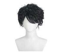 1pc romanzo a quattro colori da uomo corto riccio parrucca in seta pioggia parrucche sintetiche for vestire for donne e regali for feste in costume Cosplay(Black)