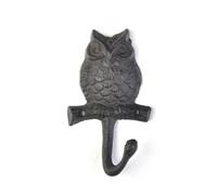 1pc rustico in ghisa per gancio in ferro cane/gatto/gufo/libellula/farfalla/luce solare/elefante appendiabiti a parete chiave/cappotto/asciugamano decorazione cucina(Owl)