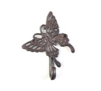 1pc rustico in ghisa per gancio in ferro cane/gatto/gufo/libellula/farfalla/luce solare/elefante appendiabiti a parete chiave/cappotto/asciugamano decorazione cucina(Butterfly)
