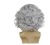 1pc set di barba e parrucca da mago sintetico corto grigio vecchio costume riccio Zeus vestito cosplay for gli uomini festa(GRAY)