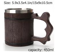 1PC Simulazione Legno Resina Caffè Birra Bere Tazza Acciaio Inox Liner