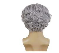 1pc sintetico vecchio for uomo parrucca grigia set con baffi e sopracciglia berretto calvo capelli sui lati calvizie nonno parrucche del costume(Wig Mustache Eyebrow)