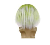 1pc sintetico vecchio for uomo parrucca grigia set con baffi e sopracciglia berretto calvo capelli sui lati calvizie nonno parrucche del costume(Green Ombre White)
