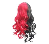 1pc staccabile rossa e nera doppia coda di cavallo capelli lunghi ricci parrucca sintetica vestito da strega for cosplay