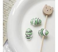 1Pc Stripe Dipinto Carino Piccolo Pesce Perline Charms Ceramica Distanziatore Perline sfuse per la creazione di gioielli fai da te