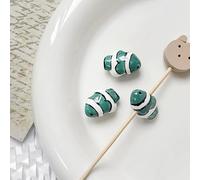 1Pc Stripe Dipinto Carino Piccolo Pesce Perline Charms Ceramica Distanziatore Perline sfuse per la creazione di gioielli fai da te