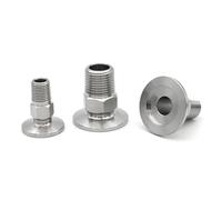 1pc Vacuum Flange KF16/KF25/KF40/KF50 304 Stainless Steel Pipe Fitting PT Male Thread Hex 1/8" 1/4" 1/2" 3/4" 3/8" 1"(KF16,3/8")