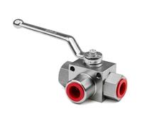 1pc Valvola a sfera idraulica a sfera a 3 vie ad alta pressione Spegnimento NPT1/2 5800-7250PSI Accessori for valvole a sfera con arresto fisso