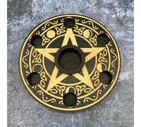 1PC Wicca Pentagramma Altare Stella Legno Vassoio Candela Incenso Sostegno