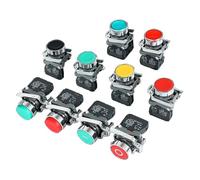 1PC XB4 Pulsante Interruttore Momentaneo Auto-Ripristino Testa Alta Piatta 22mm Pulsante di Alimentazione Interruttore con Luce XB4-BA42 BA31 BA55 10A NC/NO Rosso(RED light 1NC,220V)