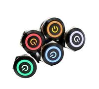 1PCS 19 millimetri Ossido di Alluminio Nero Impermeabile Momentaneo Nessun Interruttore di Pulsante Fisso In Metallo HA CONDOTTO LA Luce Corno Auto Motore di Avvio di Potenza(Blue,6V)