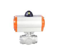 1PCS 3/4 "valvola a sfera pneumatica a tre vie in acciaio inossidabile tipo T Q614F-16P valvola a sfera pneumatica a tre pezzi con piattaforma alta(T Type)