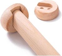 1pcs Asta per Armadio Rotondo in Legno Asta per Armadio in Legno con Supporti Terminali per Armadio Taglio Personalizzato su Misura 15,7 ''-59 '', D3cm/1.18in, L 60cm/23.6In