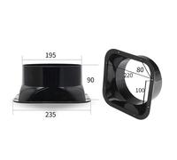 1pcs Bagno Cucina Condotto Connettore Quadrato Flangia Nero for 100-300mm D.