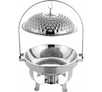 1pcs Buffet Chafing Dish, Round Stainless Steel Buffet Service And Stove, Heating Plate with Lid And Diamond Support for Wedding, Party, Bank ~/ (Silver Z.)