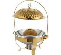 1pcs Buffet Chafing Dish, Round Stainless Steel Buffet Service And Stove, Heating Plate with Lid And Diamond Support for Wedding, Party, Bank ~/ (Gold I stabilized)