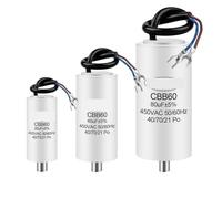 1Pcs CBB60 electronic starter Run Capacitor 450V 4UF 5UF 6UF 8UF 10UF 12UF 14UF 16UF 20UF 100UF Start Water Pump Washer Air Pump with Screws EKFBQBGW(450V60UF)