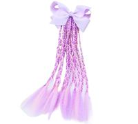 1PCS Colorful Girls Hair Bows - 4'' Braided Twist Tie Wigs for Kids Princess Hair Accessories with Rubber Bands(Purple)