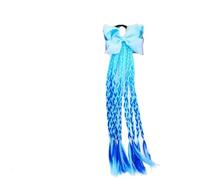 1PCS Colorful Girls Hair Bows - 4'' Braided Twist Tie Wigs for Kids Princess Hair Accessories with Rubber Bands(Blue)