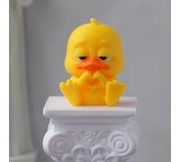 1Pcs Cuore Mano Gesto Angry Yellow Duck Figurina, 3D Stampato Desk Decor | Simpatica statuetta decorativa a forma di anatra da collezione, per casa, ufficio, auto, piccola stat