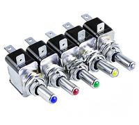 1PCS DC 12V 20A Car Auto Cover LED Blue Green Red White Yellow Light Toggle Switch Control On/Off Light (Color : Red)