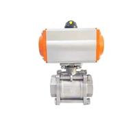 1PCS DN15 DN20 DN25 DN32 DN40 DN50 valvola a sfera pneumatica a tre pezzi con piattaforma alta in acciaio inossidabile Q611F-16P cilindro a doppio effetto(1/2")